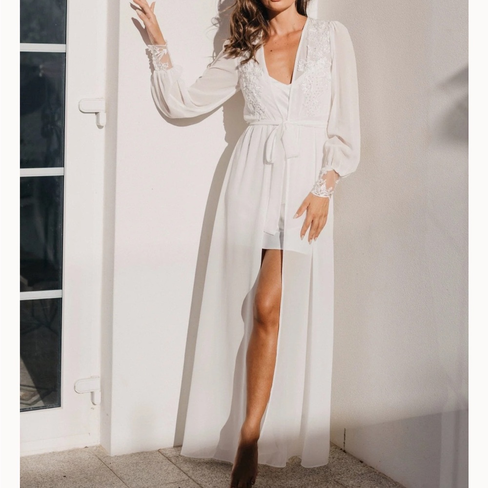 Le Rose Robe Lina Pearl Beaded Georgette Maxi - Includes Slip